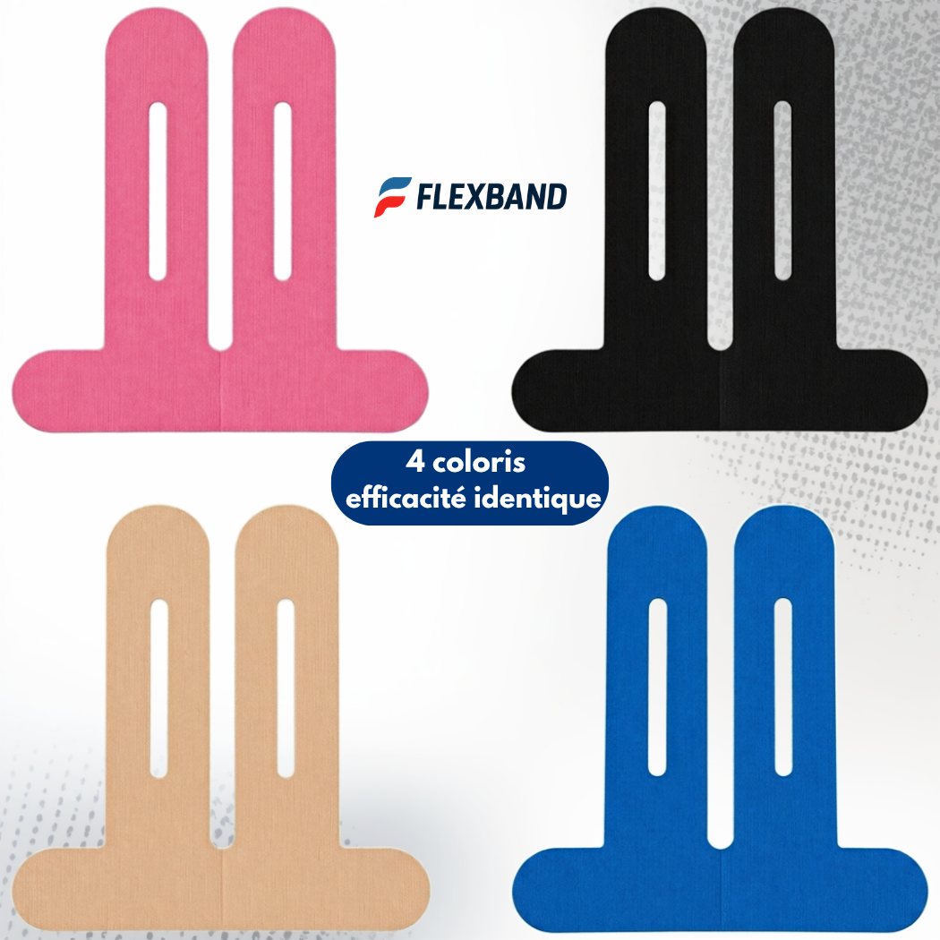 Bande kinésio genou Flexband en 4 coloris : noir, bleu, rose, beige