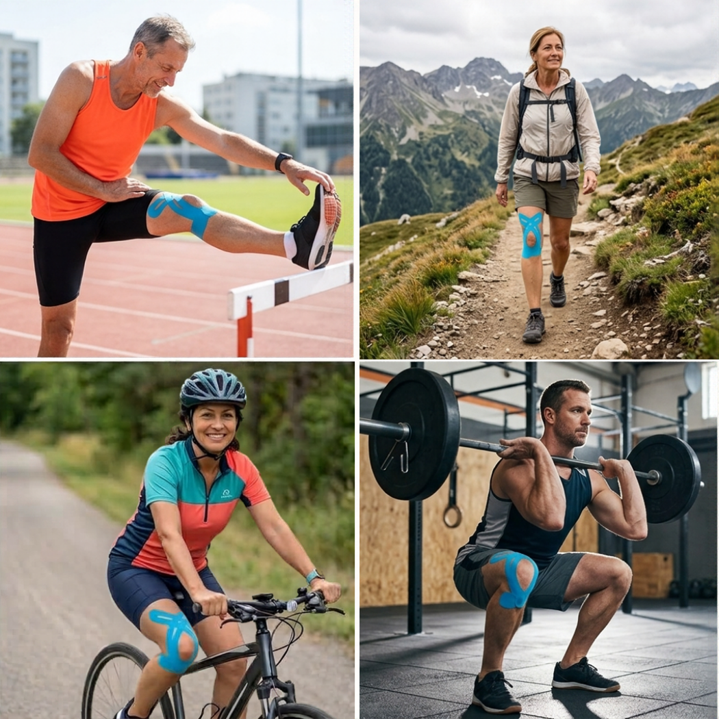 Bande kinésio genou Flexband portée en situation