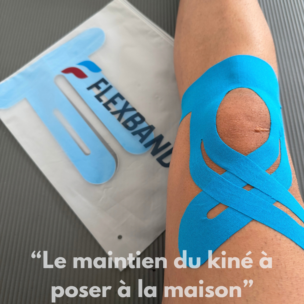 Sachet Flexband et bande kinésio genou pré-découpée