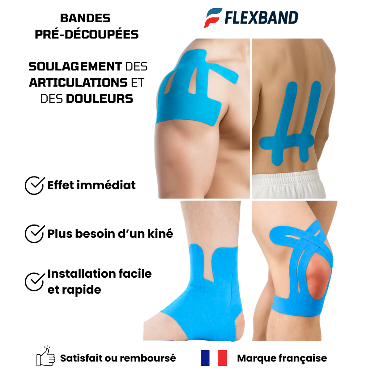 Bandes kinésio prédécoupées pour l'ensemble du corps